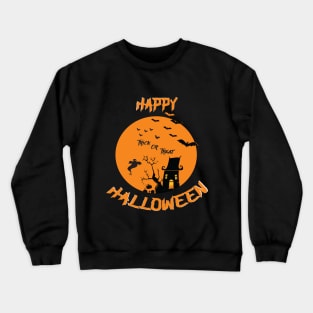 Haunted House Ghost Bat Trick Treat Gravestone RIP. Crewneck Sweatshirt